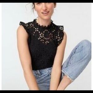 J.Crew Mockneck Top in Embroidered Eyelet